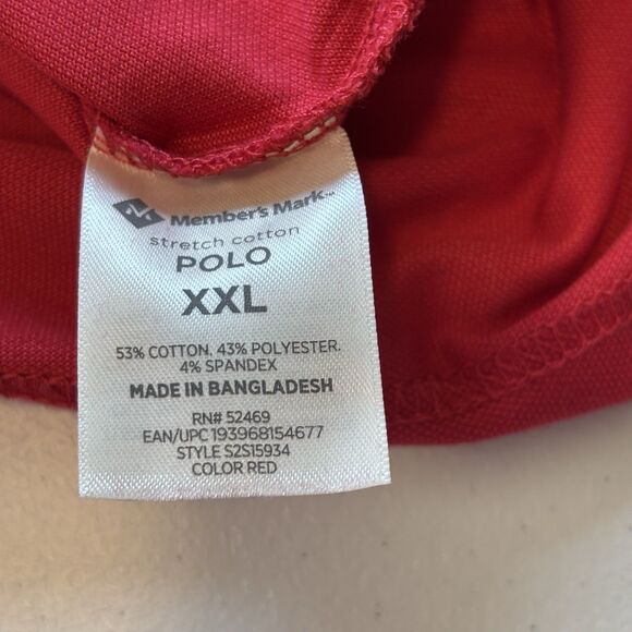 Member's Mark Men's Classic Fit Stretch Cotton Long Sleeve Pique Polo Red XXL - Picture 8 of 11